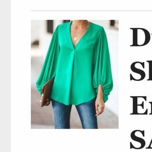 Emerald Green Balloon Sleeve Top